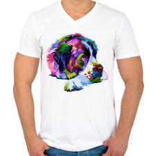 PRINTFASHION Bernáthegyi színesben - Férfi V-nyakú póló - Fehér férfi póló