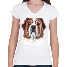 PRINTFASHION Bernáthegyi vízfestékes - Női V-nyakú póló - Fehér