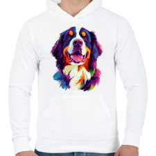 PRINTFASHION Berni Pásztorkutya Portré - Férfi kapucnis pulóver - Fehér férfi pulóver, kardigán