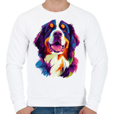 PRINTFASHION Berni Pásztorkutya Portré - Férfi pulóver - Fehér