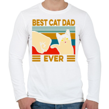 PRINTFASHION Best Cat Dad Ever - Férfi hosszú ujjú póló - Fehér férfi póló