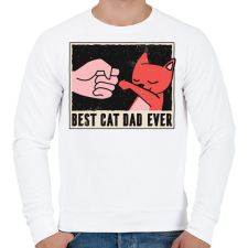 PRINTFASHION Best Cat Dad Ever - Férfi pulóver - Fehér férfi pulóver, kardigán