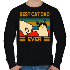 PRINTFASHION Best Cat Dad Ever - Férfi pulóver - Fekete