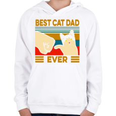 PRINTFASHION Best Cat Dad Ever - Gyerek kapucnis pulóver - Fehér