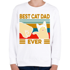 PRINTFASHION Best Cat Dad Ever - Gyerek pulóver - Fehér