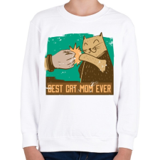 PRINTFASHION Best Cat Mom Ever - Gyerek pulóver - Fehér gyerek pulóver, kardigán