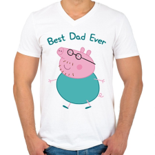 PRINTFASHION Best Dad Ever - Férfi V-nyakú póló - Fehér férfi póló