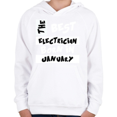 PRINTFASHION Best Electrician Born in January - Gyerek kapucnis pulóver - Fehér