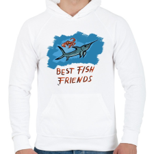 PRINTFASHION best fish friends - Férfi kapucnis pulóver - Fehér férfi pulóver, kardigán