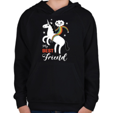 PRINTFASHION Best friend - Gyerek kapucnis pulóver - Fekete gyerek pulóver, kardigán