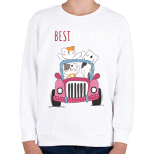 PRINTFASHION best friend macska - Gyerek pulóver - Fehér gyerek pulóver, kardigán