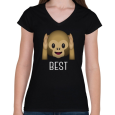 PRINTFASHION Best Friends - Monkey 1 - Női V-nyakú póló - Fekete