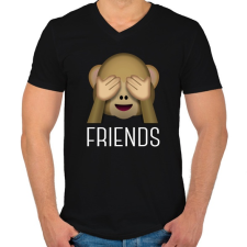 PRINTFASHION Best Friends - Monkey 2 - Férfi V-nyakú póló - Fekete férfi póló