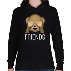 PRINTFASHION Best Friends - Monkey 2 - Női kapucnis pulóver - Fekete