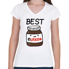 PRINTFASHION Best Friends - Nutellás kenyér 1 - Női V-nyakú póló - Fehér női póló