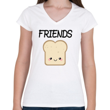 PRINTFASHION Best Friends - Nutellás kenyér 2 - Női V-nyakú póló - Fehér női póló