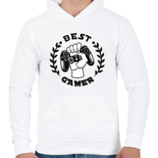 PRINTFASHION Best Gamer - Férfi kapucnis pulóver - Fehér férfi pulóver, kardigán