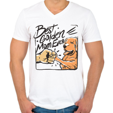PRINTFASHION Best Golden Mom Ever - Férfi V-nyakú póló - Fehér