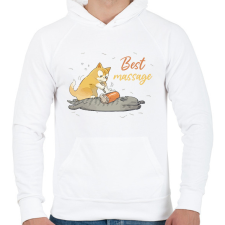 PRINTFASHION Best massage - Férfi kapucnis pulóver - Fehér férfi pulóver, kardigán