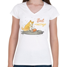 PRINTFASHION Best massage - Női V-nyakú póló - Fehér női póló