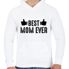 PRINTFASHION BEST MOM EVER-01 - Férfi kapucnis pulóver - Fehér férfi pulóver, kardigán