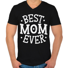 PRINTFASHION Best Mom Ever - Férfi V-nyakú póló - Fekete férfi póló