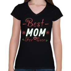 PRINTFASHION best mom - Női V-nyakú póló - Fekete