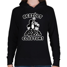 PRINTFASHION Beszólt elástam - kisvakond 2 - Női kapucnis pulóver - Fekete női pulóver, kardigán