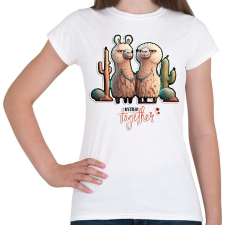 PRINTFASHION BETTER together - I Love You - szerelmes lámás minta - Női póló - Fehér női póló