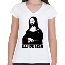 PRINTFASHION BETYÁROS LISA - Női V-nyakú póló - Fehér női póló