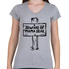 PRINTFASHION Beware of mama bear - Női V-nyakú póló - Sport szürke női póló