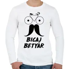 PRINTFASHION Bicaj betyár - Férfi hosszú ujjú póló - Fehér férfi póló