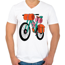 PRINTFASHION Bicikli - Férfi V-nyakú póló - Fehér férfi póló