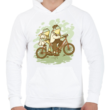 PRINTFASHION Biciklis békák - Férfi kapucnis pulóver - Fehér férfi pulóver, kardigán