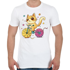 PRINTFASHION Biciklis cica - Férfi póló - Fehér