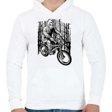 PRINTFASHION Biciklis gyilkos - Férfi kapucnis pulóver - Fehér