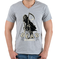 PRINTFASHION Biciklis Kaszás - Férfi V-nyakú póló - Sport szürke