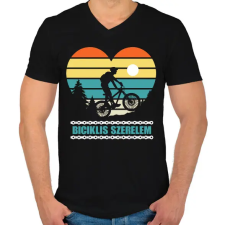 PRINTFASHION Biciklis szerelem - Férfi V-nyakú póló - Fekete férfi póló