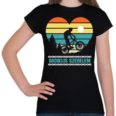 PRINTFASHION Biciklis szerelem - Női póló - Fekete