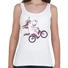 PRINTFASHION Biciklis unikornis - Női atléta - Fehér női trikó