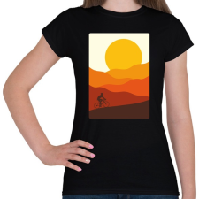 PRINTFASHION Biciklizés a hegyekben - Női póló - Fekete női póló