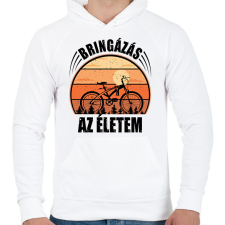 PRINTFASHION Biciklizés az életem - Férfi kapucnis pulóver - Fehér férfi pulóver, kardigán