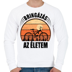 PRINTFASHION Biciklizés az életem - Férfi pulóver - Fehér