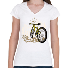 PRINTFASHION Biciklizés - Női V-nyakú póló - Fehér