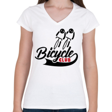 PRINTFASHION Bicycle club - Női V-nyakú póló - Fehér