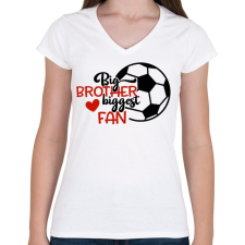 PRINTFASHION Big brother biggest fan - Női V-nyakú póló - Fehér női póló