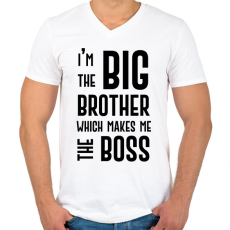 PRINTFASHION Big brother boss - Férfi V-nyakú póló - Fehér
