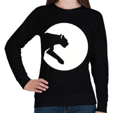 PRINTFASHION Big cat - Női pulóver - Fekete női pulóver, kardigán