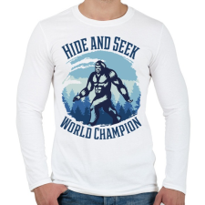 PRINTFASHION Big Foot -  bújócska világbajnok - Férfi hosszú ujjú póló - Fehér férfi póló