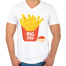 PRINTFASHION Big Fry - Nagy tesó - Férfi V-nyakú póló - Fehér férfi póló